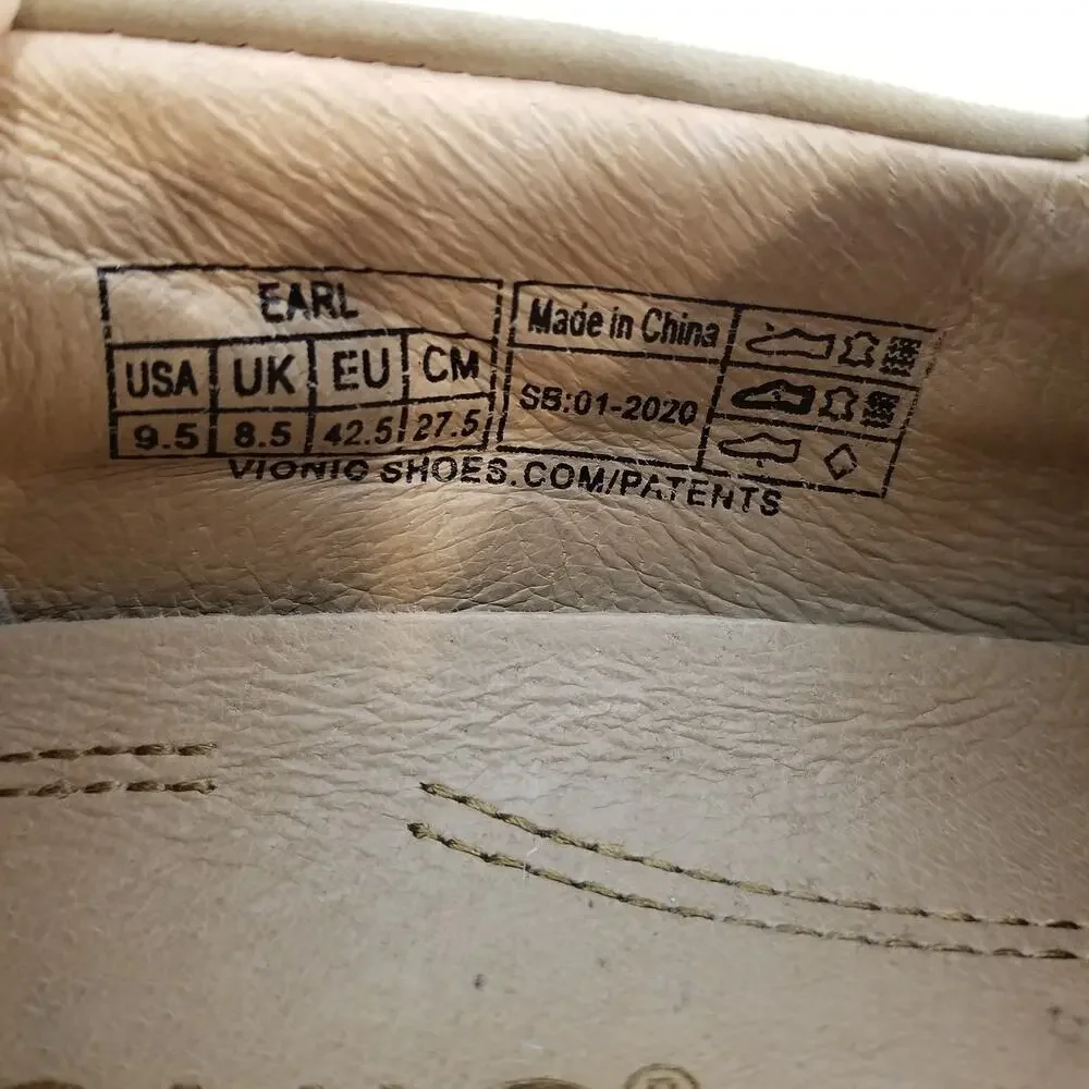 Vionic Earl Men's Leather Slip On Loafers Casual Shoes Tan Size 9.5